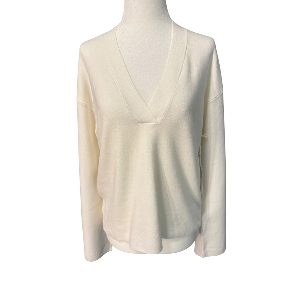 Good American Ivory V-Neck Pullover Sweater GSK0226 XXS/XS New